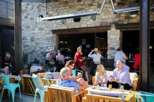 people eating outside