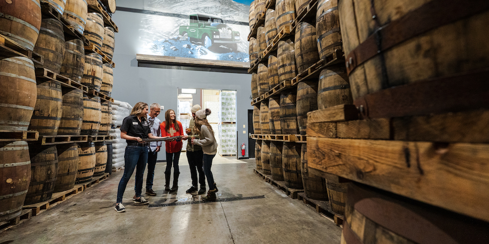 people in barrel room